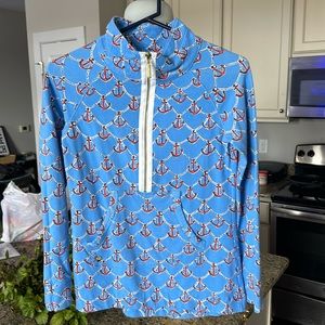 Lilly Pulitzer Womens 1/2 Zip Skipper Anchor Blue Size
